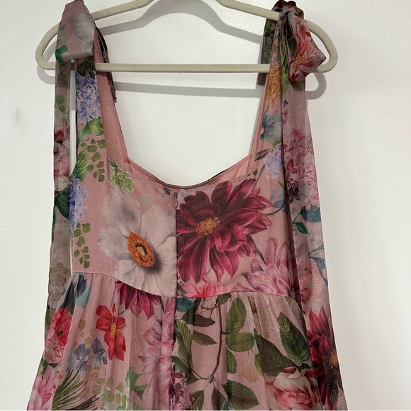NEW Anthropologie BHLDN Isabella Floral Tiered Square Neck Midi Dress Pink - Picture 8 of 9